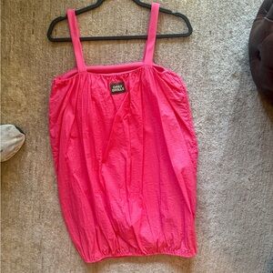 Daily Drills Bright Pink Bubble-Hem Tank with Adjustable Straps